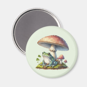 Frosch unter einem Pilz Süße Natur Magnet