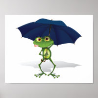 Frosch unter einem Schirm