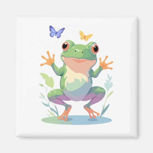 Frosch Vector Malerei Adorable Fun Animal Playing Magnet (Vorne)