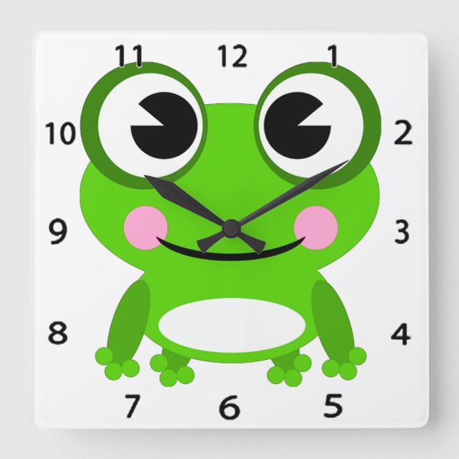 Frosch-Wanduhr Quadratische Wanduhr (Vorderseite)