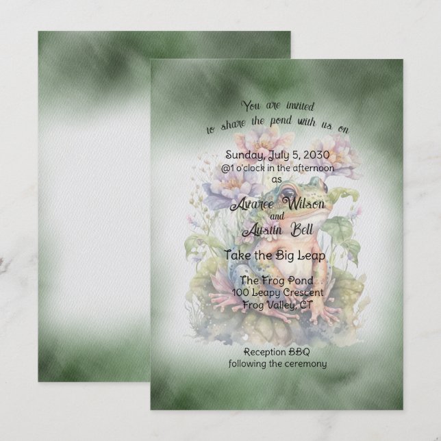 Frosch Wedding Einladung (Vorne/Hinten)