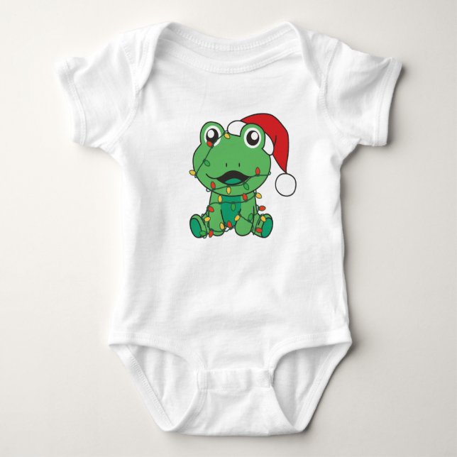 Frosch Weihnachts-Wintertiere Weihnachtsfrösche Baby Strampler (Vorderseite)