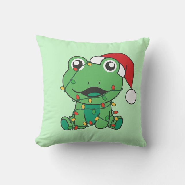 Frosch Weihnachts-Wintertiere Weihnachtsfrösche Kissen (Vorderseite)
