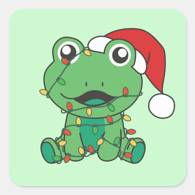 Frosch Weihnachts-Wintertiere Weihnachtsfrösche Quadratischer Aufkleber (Vorderseite)