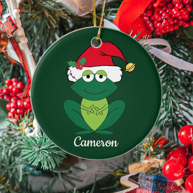Frosch Weihnachtsmann Niedlich Personalisierte Kin Keramik Ornament (Von Creator hochgeladen)