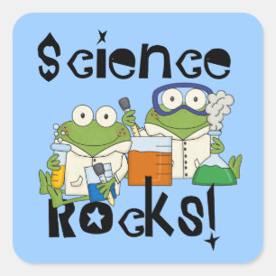 Frosch-Wissenschafts-Felsen Quadratischer Aufkleber