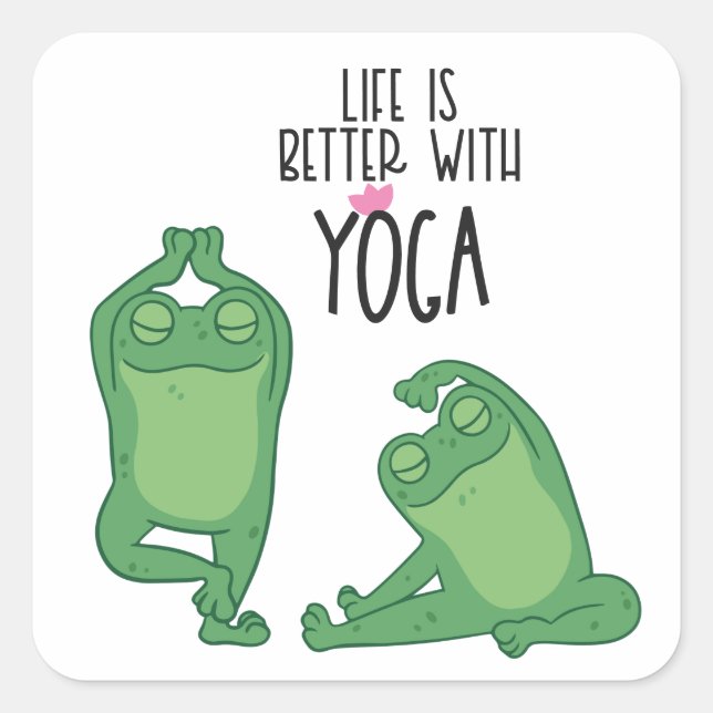 Frosch-Yoga-Party Quadratischer Aufkleber (Vorderseite)
