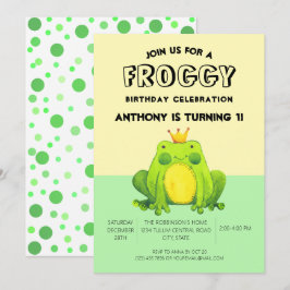 Froschbaby 1. Geburtstag grüne Konfetti personalis Einladung