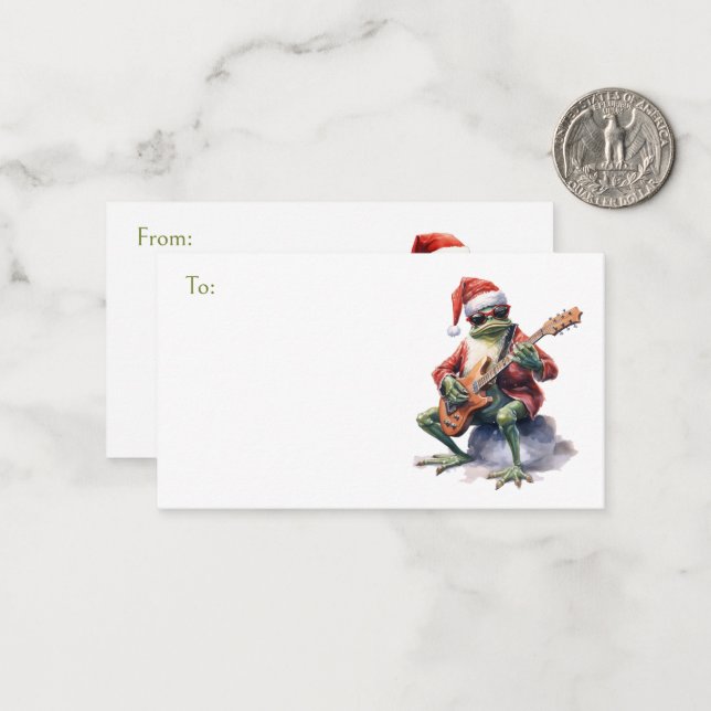 Froschband für Weihnachten bis/von Geschenk Mitteilungskarte (Vorderseite/Rückseite Beispiel)