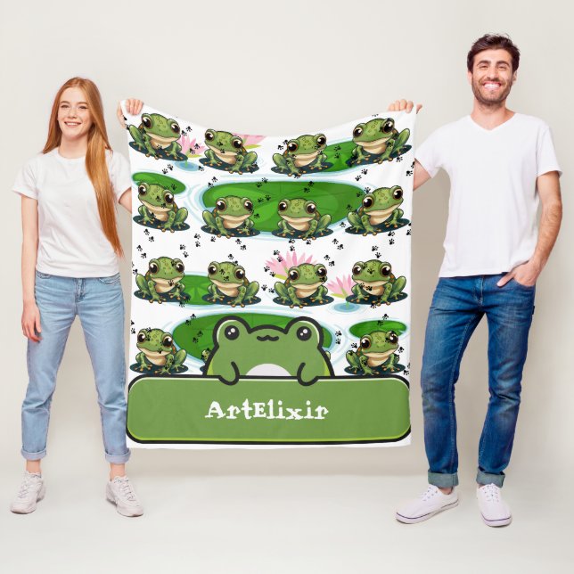 Froschdruck Fleecedecke (Beispiel)