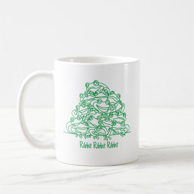 Frösche Abstrakte Grüne Linie Kunst Personalisiert Kaffeetasse (Links)
