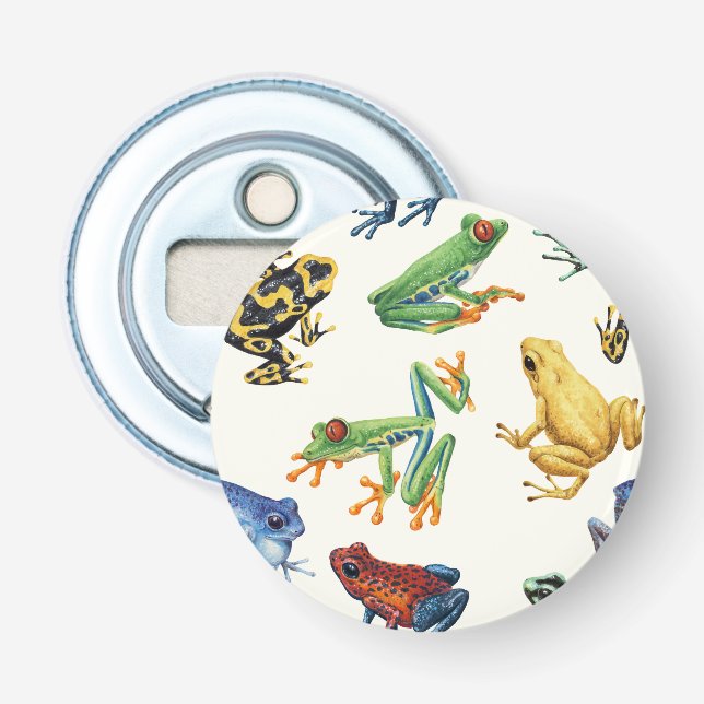 Frösche auf natürlichem Weiß Flaschenöffner (Vorderseite)