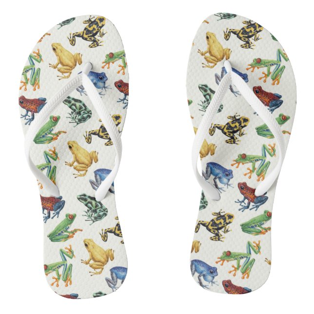 Frösche auf natürlichem Weiß Flip Flops (Fußbett)