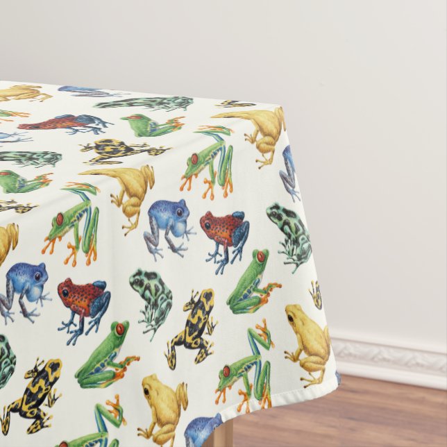 Frösche auf natürlichem Weiß Tischdecke (Beispiel)