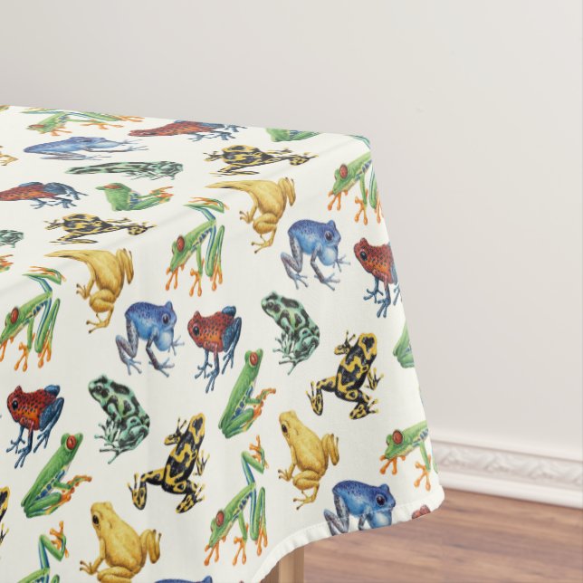 Frösche auf natürlichem Weiß Tischdecke (Beispiel)