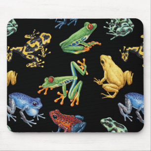 Frösche auf schwarz mousepad