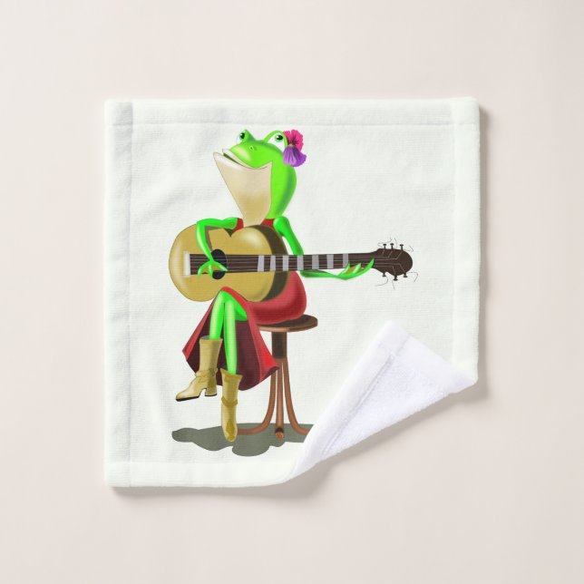 Frösche Gitarrenbadetücher Spaß - Malerei Badhandtuch Set (Waschlappen)