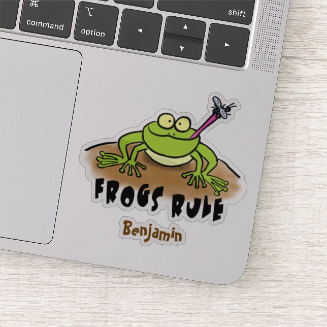 Frösche herrschen lustig-grüner Frosch-Cartoon Aufkleber (Detail)