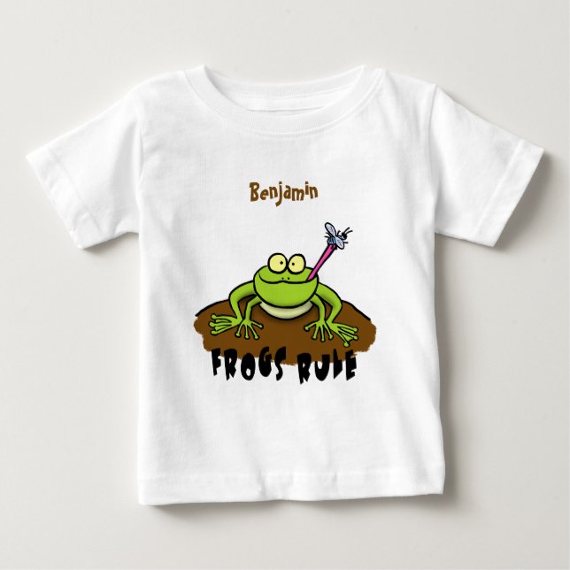Frösche herrschen lustig-grüner Frosch-Cartoon Baby T-shirt (Vorderseite)