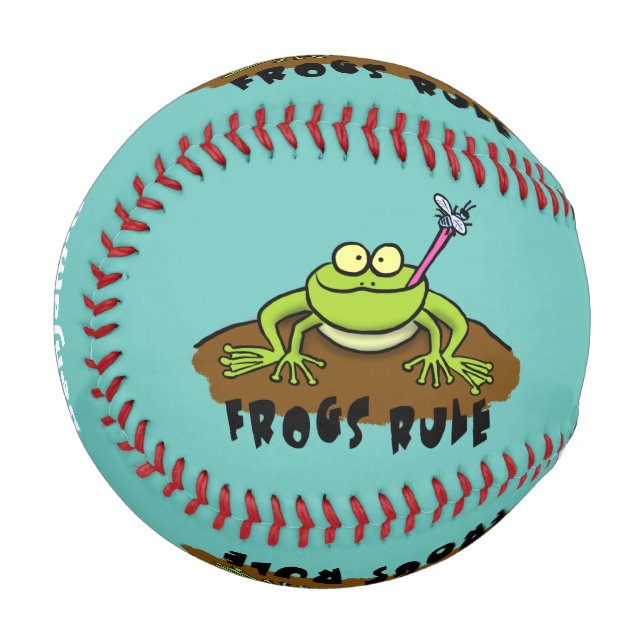 Frösche herrschen lustig-grüner Frosch-Cartoon Baseball (Vorderseite Links)