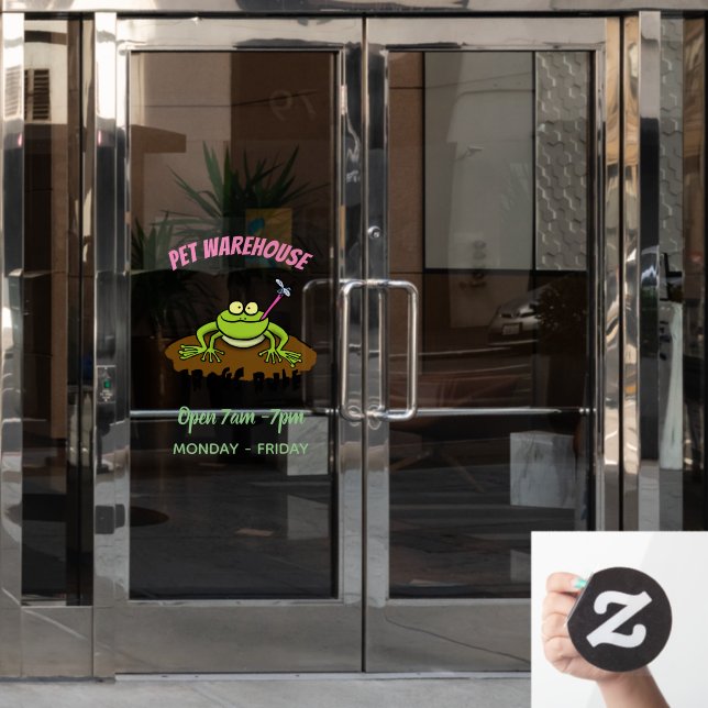 Frösche herrschen lustig-grüner Frosch-Cartoon Fensteraufkleber (Büro Tür)
