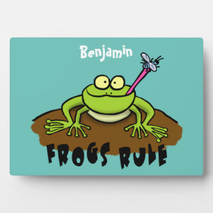 Frösche herrschen lustig-grüner Frosch-Cartoon Fotoplatte
