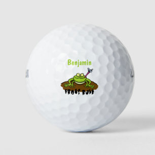 Frösche herrschen lustig-grüner Frosch-Cartoon Golfball