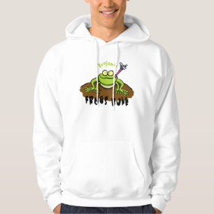 Frösche herrschen lustig-grüner Frosch-Cartoon Hoodie