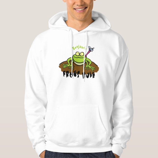 Frösche herrschen lustig-grüner Frosch-Cartoon Hoodie (Vorderseite)