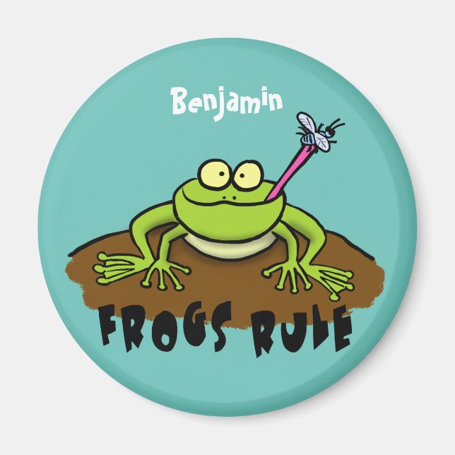 Frösche herrschen lustig-grüner Frosch-Cartoon Magnet (Vorne)
