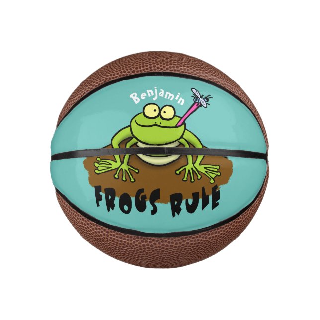 Frösche herrschen lustig-grüner Frosch-Cartoon Mini Basketball (Vorderseite)