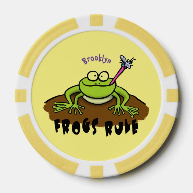 Frösche herrschen lustig-grüner Frosch-Cartoon Pokerchips (Vorderseite)