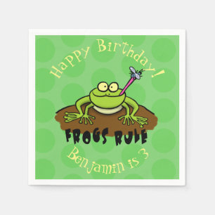 Frösche herrschen lustig-grüner Frosch-Cartoon Serviette