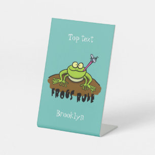 Frösche herrschen lustig-grüner Frosch-Cartoon Sockelschild