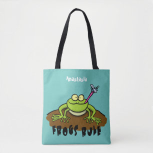 Frösche herrschen lustig-grüner Frosch-Cartoon Tasche