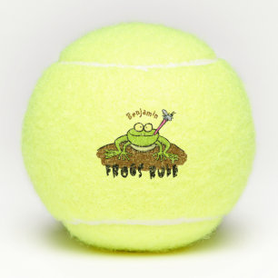 Frösche herrschen lustig-grüner Frosch-Cartoon Tennisbälle