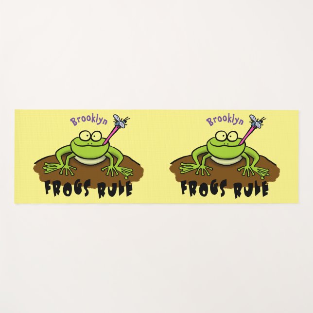 Frösche herrschen lustig-grüner Frosch-Cartoon Yogamatte (Vorderseite (Horizontal))