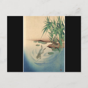 Frösche in einem Teich, japanische Kunst um das 18 Postkarte