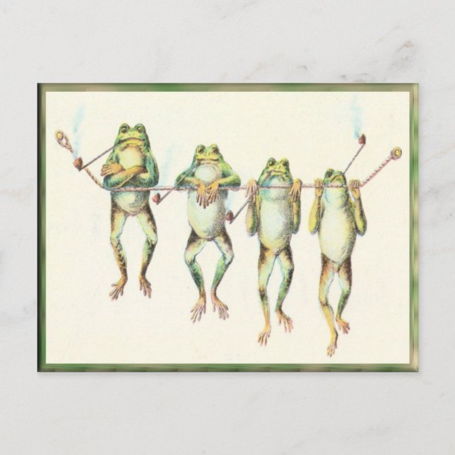 Frösche in einer Line Post Card Postkarte (Vorderseite)