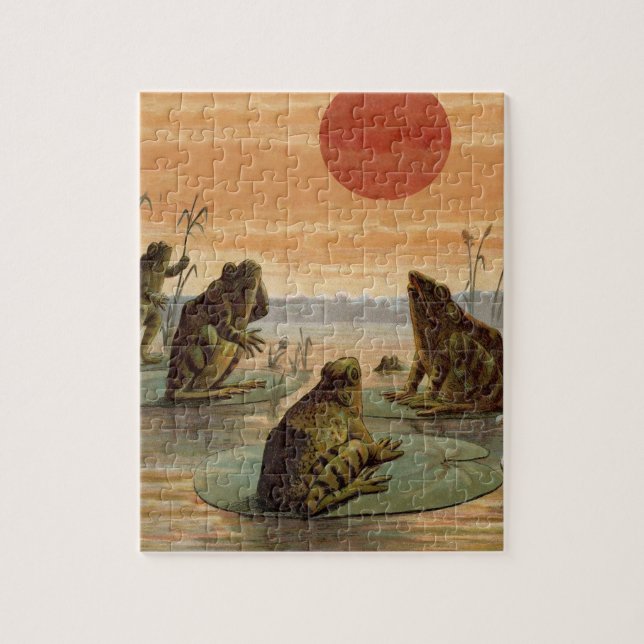 Frösche Lily Pads Moon Illustration (Vertikal)