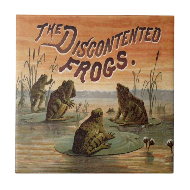 Frösche Lily Pads Moon Illustration Fliese (Vorderseite)