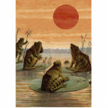 Frösche Lily Pads Moon Illustration Freistehende Fotoskulptur<br><div class="desc">Vintage Frösche, die während Sonnenuntergang und Mond auf Lily Pads sitzen - Diese Vintage Froschillustrierung basiert auf einem antiken Froschgemälde, das Ende des 19. Jahrhunderts in einem Buch veröffentlicht wurde. Die Gruppe der Vintagen Froggen sitzt herum und tut, was alle guten Viktorianischen Frösche tun - sie faulen auf ihren Lilienpolstern,...</div>