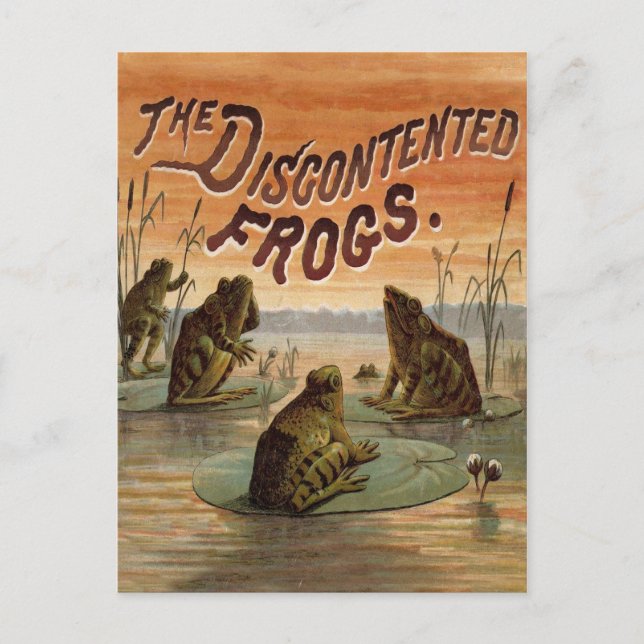 Frösche Lily Pads Moon Illustration Postkarte (Vorderseite)