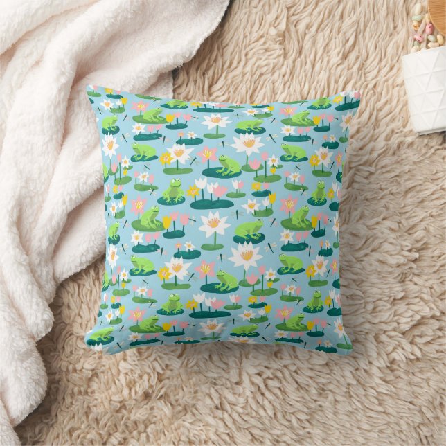 Frösche & Lily Pads Niedliches Kinderzimmer Baby K Kissen (Decke)