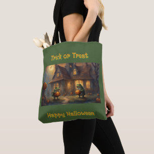 Frösche mit Jac-o-Lanterns Halloween Süßigkeiten o Tasche