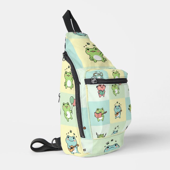 Frösche mit kleinen Hobbys Crossbody Bag (Linke Seite)