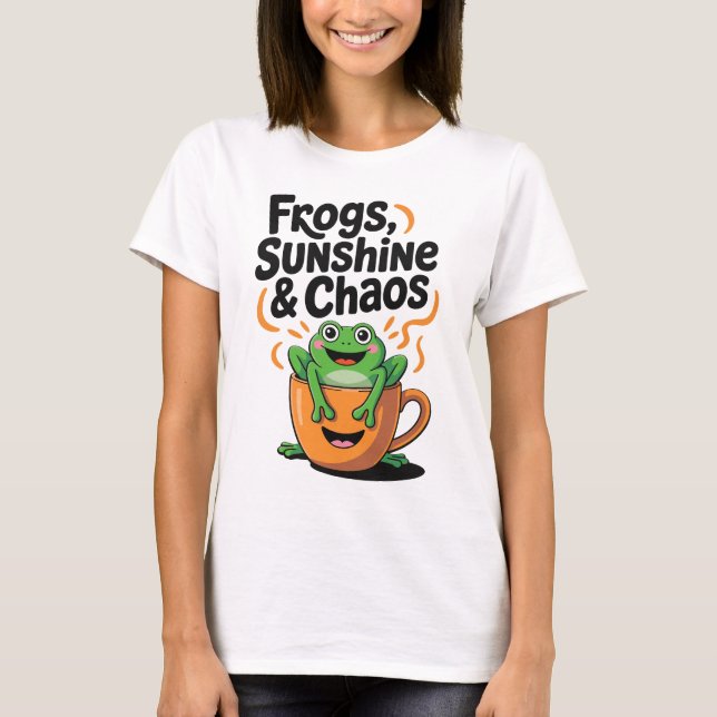 Frösche, Sonnenschein und Chaos - Niedlicher Frosc T-Shirt (Vorderseite)