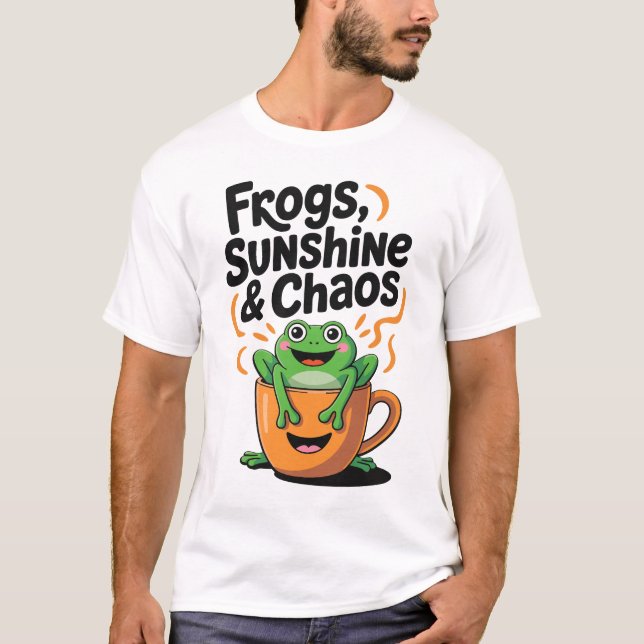 Frösche, Sonnenschein und Chaos - Niedlicher Frosc T-Shirt (Vorderseite)