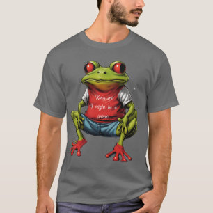 Frösche tragen ein T-Shirt mit der Aufschrift Küss