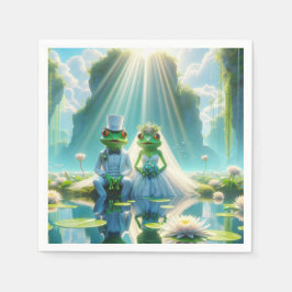 Frösche und Frösche auf Lily Pad Serviette